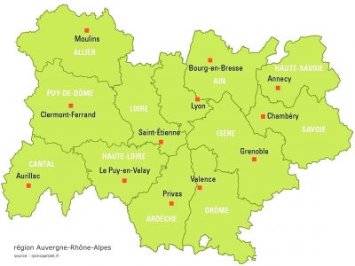 Carte Auvergne Rhône Alpes